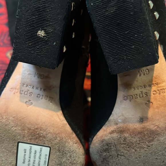 Kate Spade Black Suede Stud Heeled Boots - 6 - Picture 5 of 12